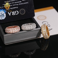 Bague Hip Hop Iced Out en Argent Sterling 925 avec Moissanite D VVS Taille Princesse, Certifiée GRA, Passe le Testeur de Diamant