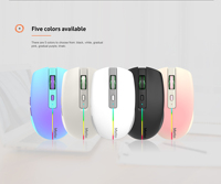 Mouse Meetion BTM002 Hitam Portabel Tanpa Kabel 2.4G Rgb Mouse Nirkabel Senyap untuk Laptop Komputer