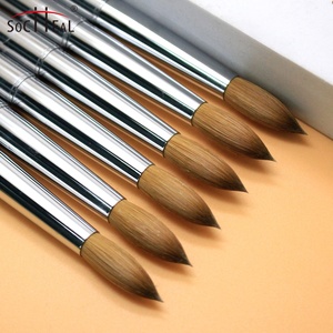Pincel de Uñas Acrílico 3D de Lujo con Logotipo Personalizado, Mango de Metal Plateado, 100% Pelo de <span class=keywords><strong>Kolinsky</strong></span> Puro, Cabeza Redonda/Prensada para Polvo de Cristal - Product Image 2