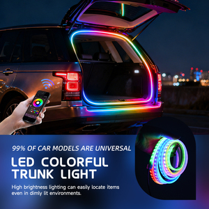 <span class=keywords><strong>Bande</strong></span> lumineuse <span class=keywords><strong>LED</strong></span> pour coffre de voiture avec capteur automatique, contrôle RGB par application, éclairage ambiant dynamique à flux continu, accessoires de décoration flexibles - Product Image 2