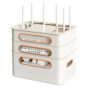 Router <b>Storage</b> <b>Box</b> Rectangle <b>Stackable</b> With Cable Management For Router Tv Set Top <b>Box</b> Wireless Wi Fi Modem - Product Image 5