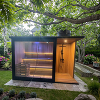 Haute qualité 4-6 personnes cabine extérieure en bois Design moderne douche à vapeur humide Sauna extérieur en bois massif de pruche pour Villas