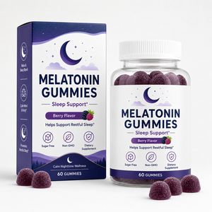 Gommose alla Melatonina al Gusto Naturale di Frutti Rossi 5mg con Vitamina B6 e Magnesio per una Notte Riposante e Supporto per la Calma Mentale - Product Image 1