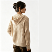 Damen-Kaschmirpullover mit Kapuze, verdickter Strick-Cardigan, einfarbig, lässige Oberbekleidung, Pullover, Suéteres De Mujer