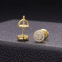 Bijoux Hip Hop personnalisés Iec Out Vvs Moissanite diamant plaqué or 925 en argent sterling boucle d'oreille ronde à visser pour unisexe