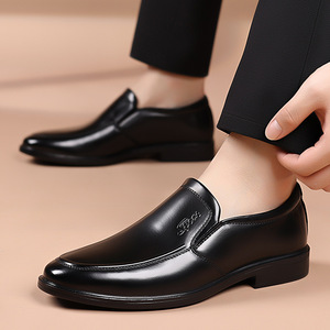 Mocasines de cuero genuino para hombre, zapatos formales de negocios con punta redonda, estilo otoñal, suela suave y cómoda - Product Image 3