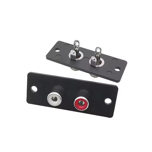 2 Way RCA Female Jack Connector Terminal Wall Panel Plate Input Phono Chassis Socket Audio AV Adapter