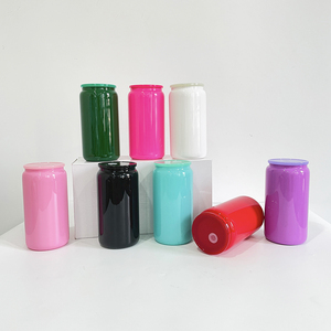 50 gói USA kho 16oz màu trống thăng hoa thủy tinh có thể với rõ ràng nhựa strawa và PP nhựa có nắp đậy cho Iced cà phê - Product Image 1