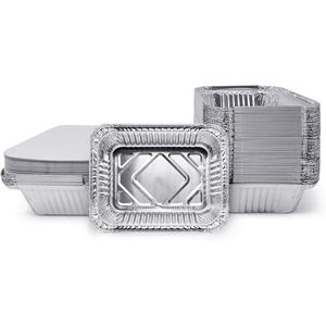 Barquettes alimentaires jetables en aluminium de 600 ml, oblongues, 18x13x4 cm, pour l'emballage alimentaire, Rec18134i - Product Image 1