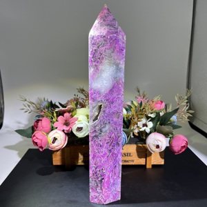 Tour en <span class=keywords><strong>Agate</strong></span> Mousse <span class=keywords><strong>Violette</strong></span> Polie, Artisanat Populaire en Cristal Naturel, Idéale pour Cadeaux de Mariage et Guérison Spirituelle (Vente en Gros) - Product Image 3