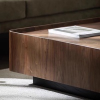 Table basse carrée en bois massif de style minimaliste italien moderne nordique, en noyer noir d'Amérique du Nord, petit meuble de salon