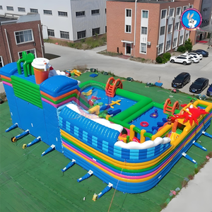 Thương mại khổng lồ ngoài trời lớn <span class=keywords><strong>Inflatable</strong></span> sân chơi Combo trở ngại khóa học Bouncer trượt nước vui vẻ thành phố lâu đài nước - Product Image 3