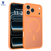 Coque de téléphone magnétique sans fil orange tendance pour iPhone 18 17 Pro Max, finition mate douce au toucher, protection de l'objectif