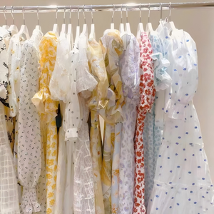 ชุดเดรสสไตล์ฝรั่งเศสสำหรับผู้หญิงมือสอง ผ้าไหมผสม คอระบาย แต่งระบาย เหมาะสำหรับฤดูใบไม้ผลิและฤดูร้อน เสื้อผ้าผู้หญิงมือสอง - Product Image 3