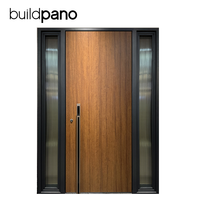 Porte d'entrée de villa en bois massif à double battant, design moderne, personnalisable, antivol, blindée, avec verre et style grain de bois