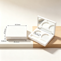 Palette de maquillage carrée blanche vide en gros, personnalisable avec logo, boîte compacte simple à 2 compartiments pour fard à joues avec miroir pour emballage de poudre cosmétique