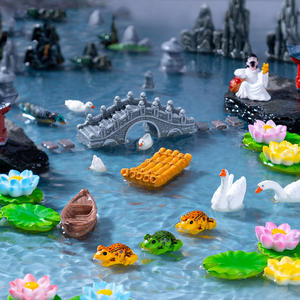 Kunstmatige Vijver Landschap Micro Hars Kikker Lotusblad Lotus Bloemen Schip Beeldjes Voor Diy Ambachtelijke Tuin Glazen Container Ornament - Product Image 3