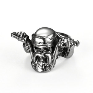 Anillo de hombre de acero inoxidable 316L, personalizado, al por mayor, antideslustre, estilo hip-hop, grueso, con calavera, para motociclistas - Product Image 3