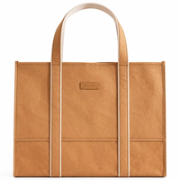 Sac fourre-tout en papier kraft lavable, grand sac de shopping à bandoulière, sac à main léger pour les voyages, la plage, l'usage quotidien, vente en gros