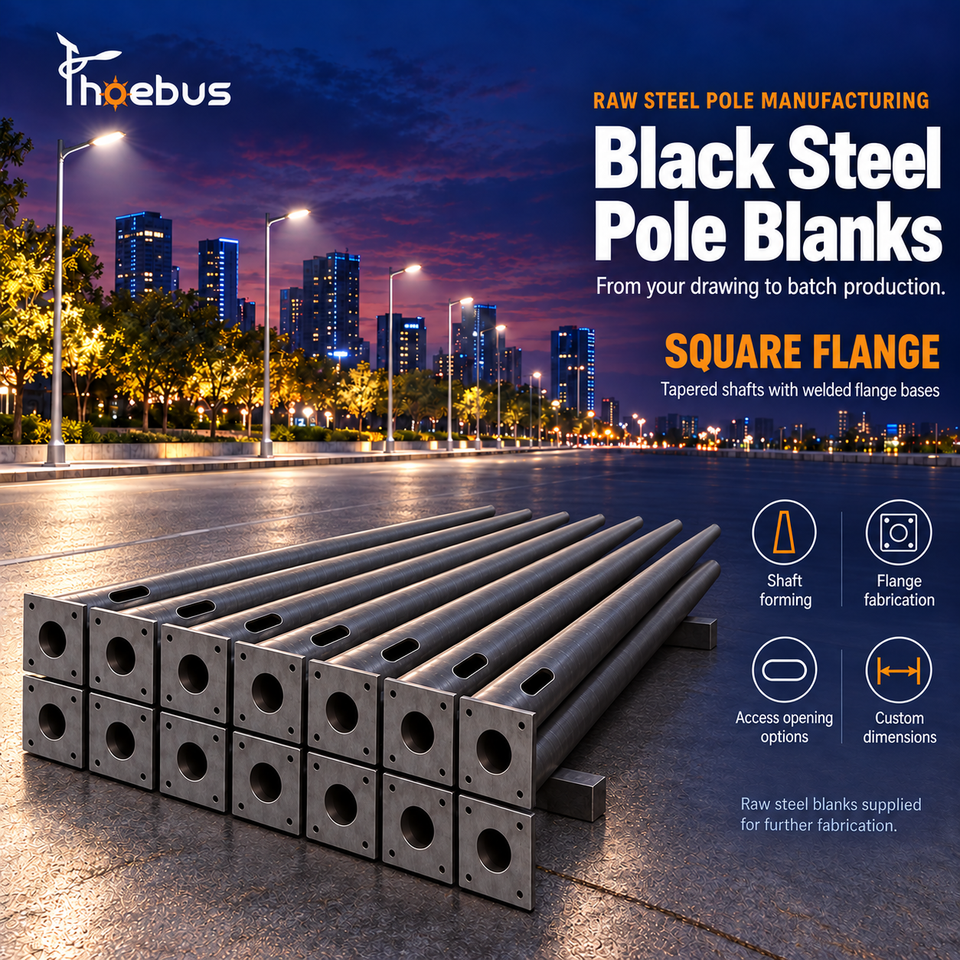 Custom Black Pole Bare Steel Light Pole with Octagonal Shaft for LED ...