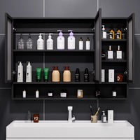 Kabinet Kamar Mandi Kaca Modern Ramah Lingkungan Kustom OEM, Unit Penyimpanan Gantung Dinding dengan Cermin Pintar Berlampu