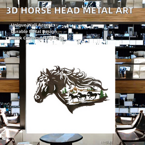 งานศิลปะโลหะรูปหัวม้า 3 มิติ สไตล์โมเดิร์น ของตกแต่งผนังบ้านสุดหรู ดีไซน์ตัดด้วยเลเซอร์บนไม้เอ็มดีเอฟ รับสั่งทำได้ที่นี่ - Product Image 2