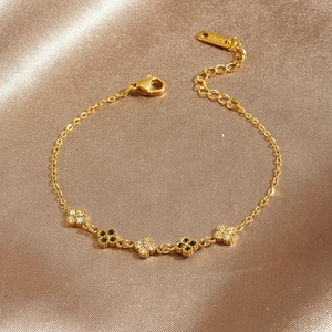 Fashion Charm Bracelet Zinc Alloy Gold Plated Flower Design Bezel Setting Gift Jewelry B1940 - Product Image 2