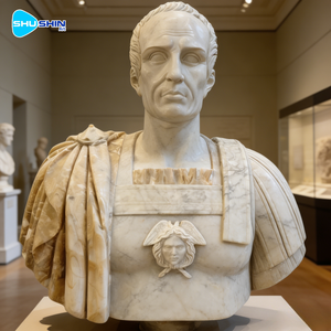Busto de <span class=keywords><strong>Julius</strong></span> César de Mármol a Tamaño Real |   Estatua de Mármol de Diseño Europeo Hecha a Mano para Uso en Jardines Interiores y Edificios Comerciales - Product Image 2