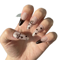 Faux ongles à presser Manisky en gros, faits main, motif dessin animé, forme amande, en ABS, réutilisables, longs, couvrants, 10 pièces, pour mariage et soirée