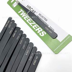 Juego de pinzas ESD de acero inoxidable, herramienta de precisión con cabezal curvo plano y puntiagudo, antiestática, para reparación de electrónica, grado Industrial - Product Image 5