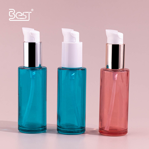 30ml 50ml 100ml Cylindre Rose Bleu Cristal Verre Transparent avec Métal et Plastique Pompe à Lotion pour Lotion Sérum et Crème Solaire - Product Image 1