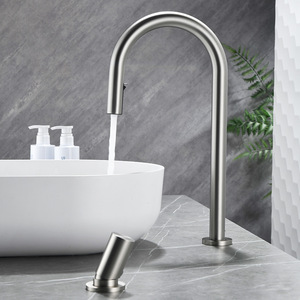 Basin Faucet Single Handle Pull Out <b>Spray</b> Ceramic Valve Deck <b>Mounted</b> Hot Cold Water Sink Tap - Product Image 3