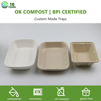 Assiettes en papier 100 % compostables à 3 compartiments, barquettes jetables pour le déjeuner scolaire, assiettes écologiques en bagasse pour buffet, fête, mariage