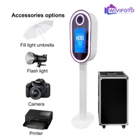 Photomaton miroir compatible SLR de 15,6 pouces avec résolution HD, design ovale portable pour les mariages et les fêtes