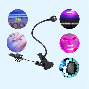 Lampe UV LED ultraviolette mini à clipser, tube métallique flexible pour usage domestique, lampe de bureau USB, séchoir à ongles pour le durcissement du gel UV pour le nail art DIY - Product Image 4