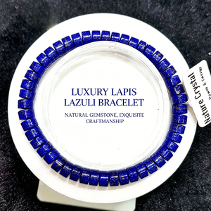 Bracelet en <span class=keywords><strong>Lapis</strong></span> <span class=keywords><strong>Lazuli</strong></span> Naturel de Haute Qualité, Perles Tubulaires Bleues en <span class=keywords><strong>Lapis</strong></span> <span class=keywords><strong>Lazuli</strong></span>, Bracelet Extensible, Bijou en Pierre Gemme Guérisseuse - Product Image 1