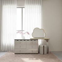 Table de toilette de luxe en MDF avec miroir de maquillage, tiroirs et tabouret simple, couleur personnalisable directement de l'usine
