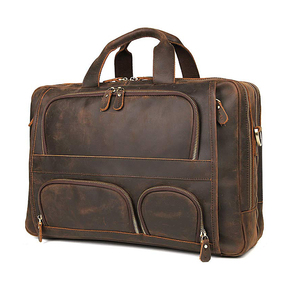 Bolsos de Cuero Crazy Horse para Hombre, Maletines de Cuero para Oficina, Bolsos de Mensajero de Cuero, Bolsos de Abogado, Maletines de Cuero Genuino para Hombre - Product Image 1