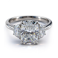 Bague de fiançailles Madonna Bridal à trois pierres taille radiant, plaqué or 9K, diamant simulé, bijoux de promesse et de mariage