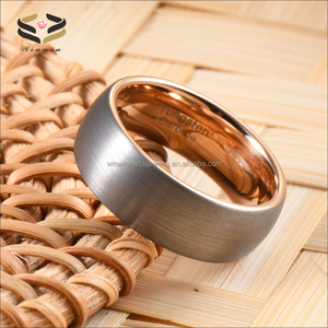 Anelli di Fidanzamento Classici a Cupola 8mm in Tungsteno Spazzolato Argento e Oro Rosa per Uomo e Donna, Fedi Nuziali Comfort Fit Invisibili - Product Image 6