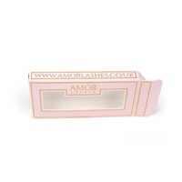 Boîte d'emballage de cils en carton rose personnalisé Impression de logo de gaufrage de stratification mate brillante pour boîte de dossiers de cils cosmétiques