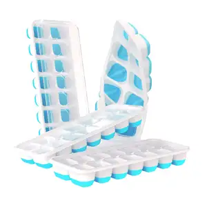 Ice Cube Trays Easy-Release Silicone Flexible 14-Ice Cube Trays With Spill-Resistant Removable Lid LFGB Certified Ice Trays Mold