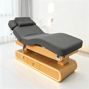 Table de massage électrique réglable avec cadre en bois, lit de beauté avec chauffage et éclairage d'ambiance, mobilier de salon - Product Image 2