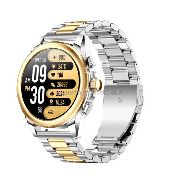 KC83 Mechanical Watch Style for Men 1.43" AMOLED 2 Strap Music Blood Pressure Heart Rate GPS Sport High Quality Smart Watch 2024