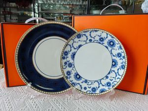 Service de table en porcelaine fine bleue et blanche, style chinois, assiette, tasse, soucoupe, boîte cadeau, motifs multiples, personnalisable - Product Image 3