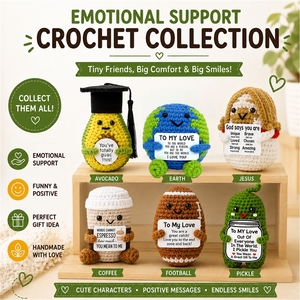 Poupée en Peluche Crochetée Faite Main Personnalisée avec Texte, Cadeau d'Anniversaire, Saint-Valentin, Balle Terrestre Positive en Peluche - Product Image 6