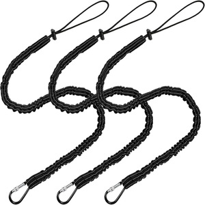Factory Supply Tool Lanyard with Single Carabiner and Adjustable Loop End Aluminum Screw Lock Carabiner with Shock Cord Stopper