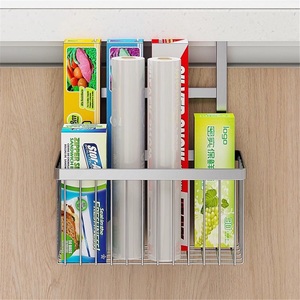 Modern Hotel Kitchen Rack 304 Stainless Steel Nail-Free Hook-Free Installation Cabinet Door Storage <b>Drain</b> <b>Basket</b> - Product Image 3