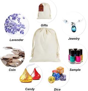 Sac à cordon en coton biologique recyclable <span class=keywords><strong>de</strong></span> luxe pour bijoux, sac à poussière <span class=keywords><strong>de</strong></span> haute qualité avec logo personnalisé imprimé, pochette cadeau en mousseline - Product Image 4