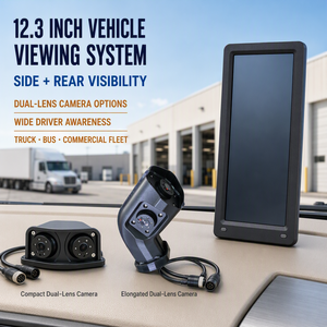 12.3 Inch Dual Lens Vehicle Monitor 2 Channel Front Rear <b>Camera</b> AHD Split View DVR Display for Truck Bus Fleet OEM Safety <b>System</b> - Product Image 1